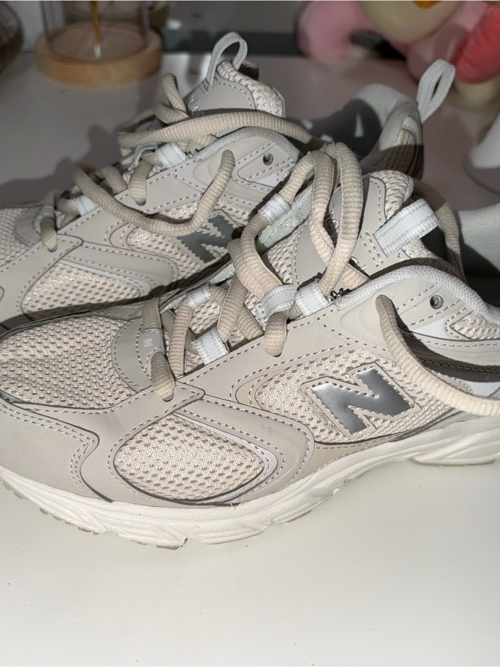 New Balance Beige and Light Gray Women's Sneakers